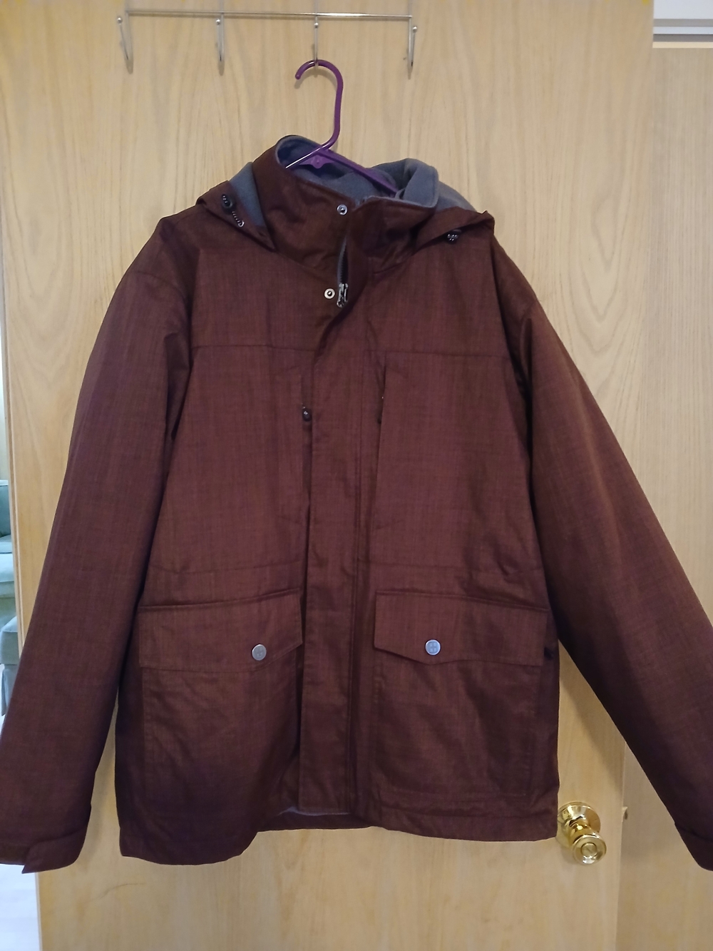 Swiss Tech Men's Dark Red Hooded Winter Jacket